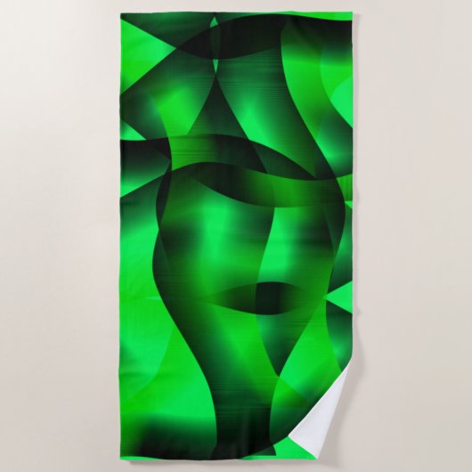 ライムグリーンとブラックカーリング影で? ビーチタオル (正面)