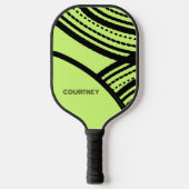 ライムグリーンとブラック抽象芸術プリント名 ピックルボールラケット (正面)