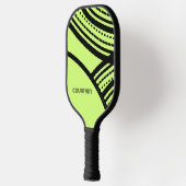 ライムグリーンとブラック抽象芸術プリント名 ピックルボールラケット (左)