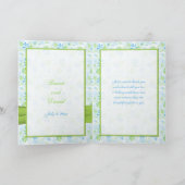 ライムグリーンとブルーの花柄の感謝カード サンキューカード (内部)