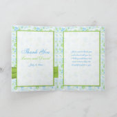 ライムグリーンとブルーの花柄写真サンクスカード サンキューカード (内部)