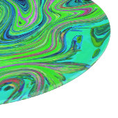 ライムグリーンとブルーグルーヴィー抽象芸術レトロアート カッティングボード (角)