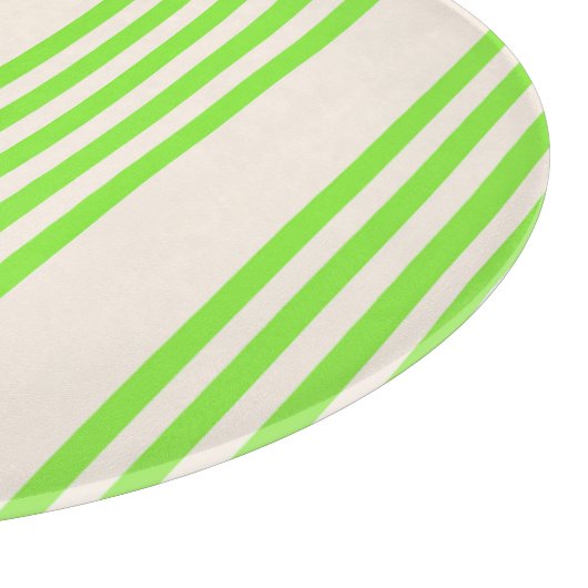 ライムグリーンとベージュ5つのストライプパターン カッティングボード (角)