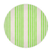 ライムグリーンとベージュ5つのストライプパターン カッティングボード (正面)