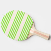 ライムグリーンとベージュ5つのストライプパターン 卓球ラケット (横)