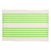 ライムグリーンとベージュ5つのストライプパターン 枕カバー (裏面)
