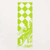 ライムグリーンとホワイトのチェックと渦巻き ヨガマット (正面)