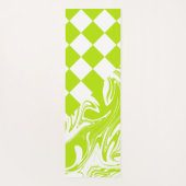 ライムグリーンとホワイトのチェックと渦巻き ヨガマット (裏面)