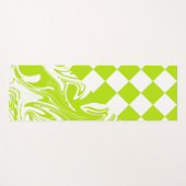ライムグリーンとホワイトのチェックと渦巻き ヨガマット (正面(横))