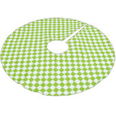 ライムグリーンとホワイトのミニチュアチェックパターン ブラッシュドポリエステルツリースカート (アングル)