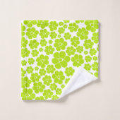 ライムグリーンとホワイトの花柄 バスタオルセット (ウォッシュタオル)