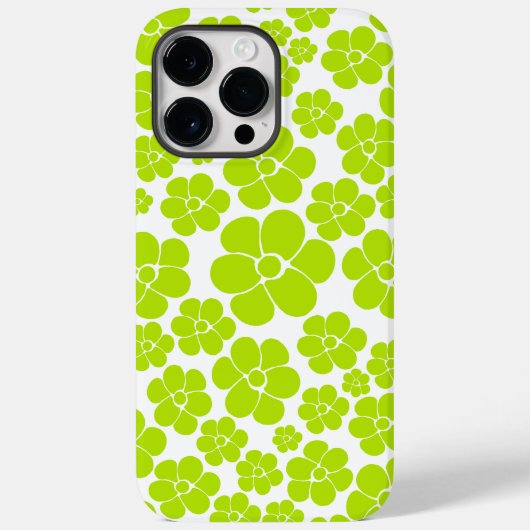 ライムグリーンとホワイトの花柄 Case-Mate iPhoneケース (裏面)