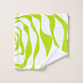 ライムグリーンとホワイトのEbbとFlow 4 バスタオルセット (ウォッシュタオル)