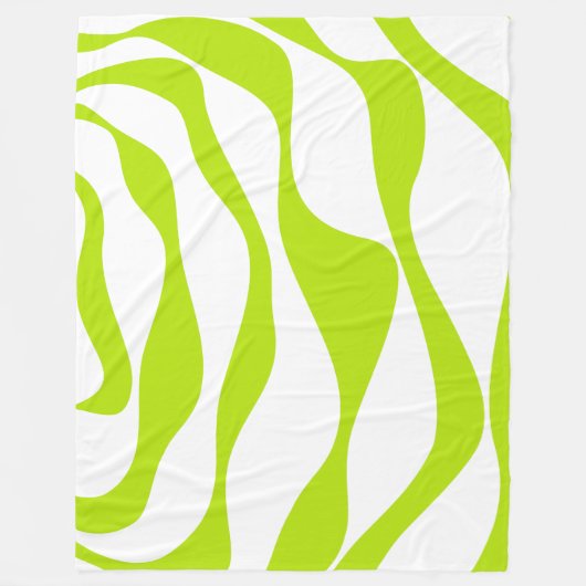 ライムグリーンとホワイトのEbbとFlow 4 フリースブランケット (正面)
