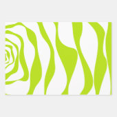 ライムグリーンとホワイトのEbbとFlow 4 ラッピングペーパーシート (正面2)