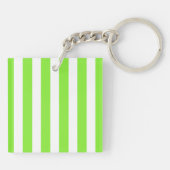 ライムグリーンとホワイトキャンディストライプー キーホルダー (裏面)