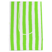 ライムグリーンとホワイトキャンディストライプー ミディアムペーパーバッグ (裏面)