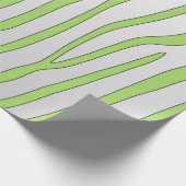 ライムグリーンとホワイトゼブラストライプズアニマルプリント ラッピングペーパー (角)