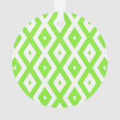 ライムグリーンとホワイトダイヤモンドパターン オーナメント (裏面)
