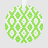 ライムグリーンとホワイトダイヤモンドパターン オーナメント (正面)