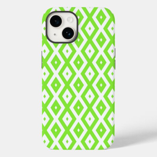 ライムグリーンとホワイトダイヤモンドパターン Case-Mate iPhoneケース (裏面)
