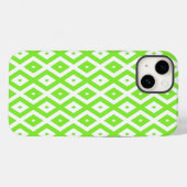 ライムグリーンとホワイトダイヤモンドパターン Case-Mate iPhoneケース (裏面 (横))