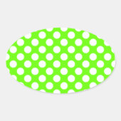 ライムグリーンとホワイト水玉模様 楕円形シール (正面)