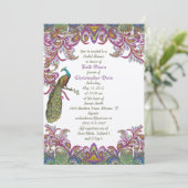 ライムグリーンとラズベリーダマスウェディングシャワー 招待状 (スタンド正面)