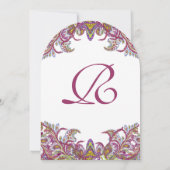 ライムグリーンとラズベリーダマスウェディング招待状 招待状 (裏面)