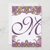 ライムグリーンとラズベリーダマスウェディング招待状 招待状 (裏面)