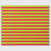 ライムグリーンとレッドストライプ ラッピングペーパー (フラット)