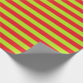 ライムグリーンとレッドストライプ ラッピングペーパー (角)