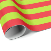 ライムグリーンとレッドストライプ ラッピングペーパー (ロールコーナー)