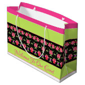 ライムグリーンと明るいピンク ラージペーパーバッグ (裏面アングル)