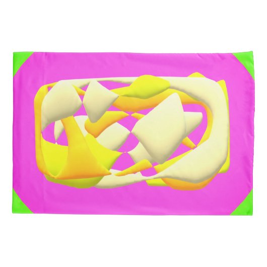 ライムグリーンと明るい紫色のパターンファイル 枕カバー (裏面)