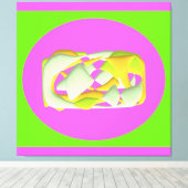 ライムグリーンと明るい紫色のパターン キャンバスプリント (インサイチュ (ウッドフロア))