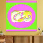 ライムグリーンと明るい紫色のパターン キャンバスプリント (インサイチュ (リビング))