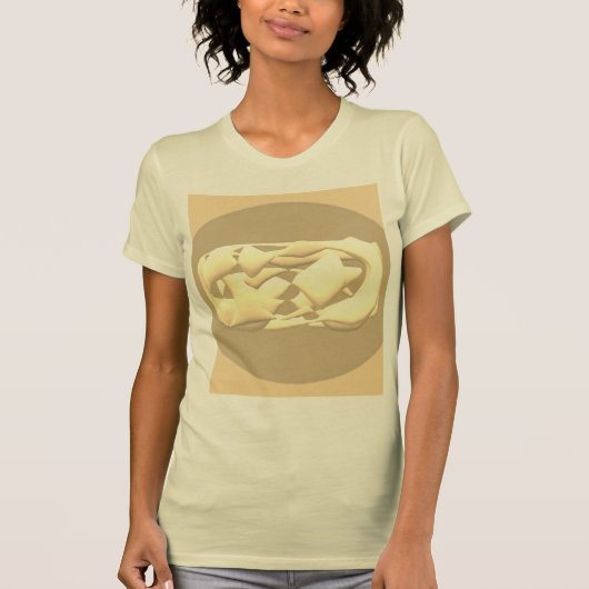 ライムグリーンと明るい紫色のパターン Tシャツ (正面)