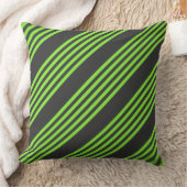 ライムグリーンと木炭ストライプ五つ クッション (ブランケット)