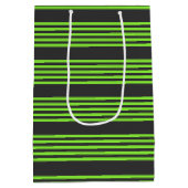 ライムグリーンと木炭ストライプ五つ ミディアムペーパーバッグ (裏面)