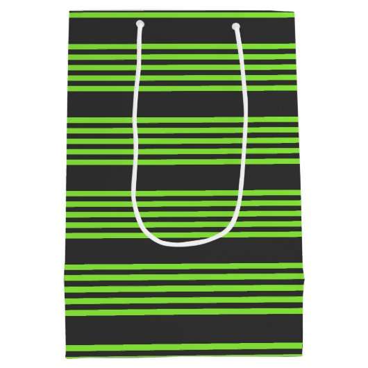 ライムグリーンと木炭ストライプ五つ ミディアムペーパーバッグ (裏面)