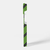 ライムグリーンと木炭ストライプ五つ iPhoneケース (左側面)