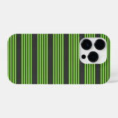 ライムグリーンと木炭ストライプ五つ iPhoneケース (裏面横)