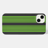 ライムグリーンと木炭ストライプ五つ iPhoneケース (裏面横)