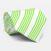 ライムグリーンと白い5つのストライプパターン ネクタイ (ロール)
