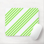 ライムグリーンと白い5つのストライプパターン マウスパッド (マウス)