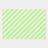 ライムグリーンと白い5つのストライプパターン ラッピングペーパーシート (正面2)
