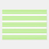 ライムグリーンと白い5つのストライプパターン ラッピングペーパーシート (正面)