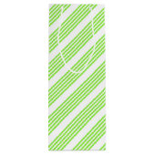 ライムグリーンと白い5つのストライプパターン ワインギフトバッグ (裏面)