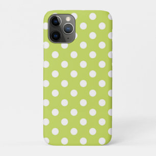 ライムグリーンと白の水玉ドット iPhone 11 PROケース
